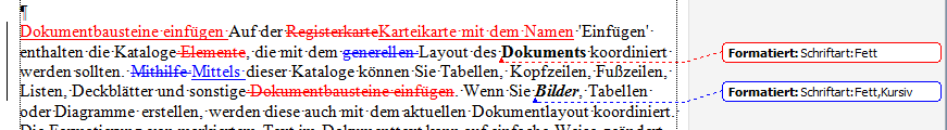 Anzeige der Änderungen in Word 2010