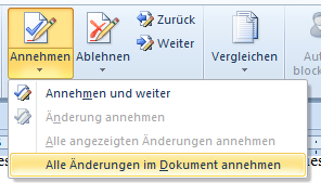 Word 2010: Alle Änderungen im Dokument annehmen - oder ablehnen