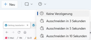 zeitverzögerte Aufnahme im Snipping Tool